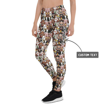 Personalisierte Damen Sportleggings Bauernhof Tiere Muster Fitness Leggings Bunt F240 - XL