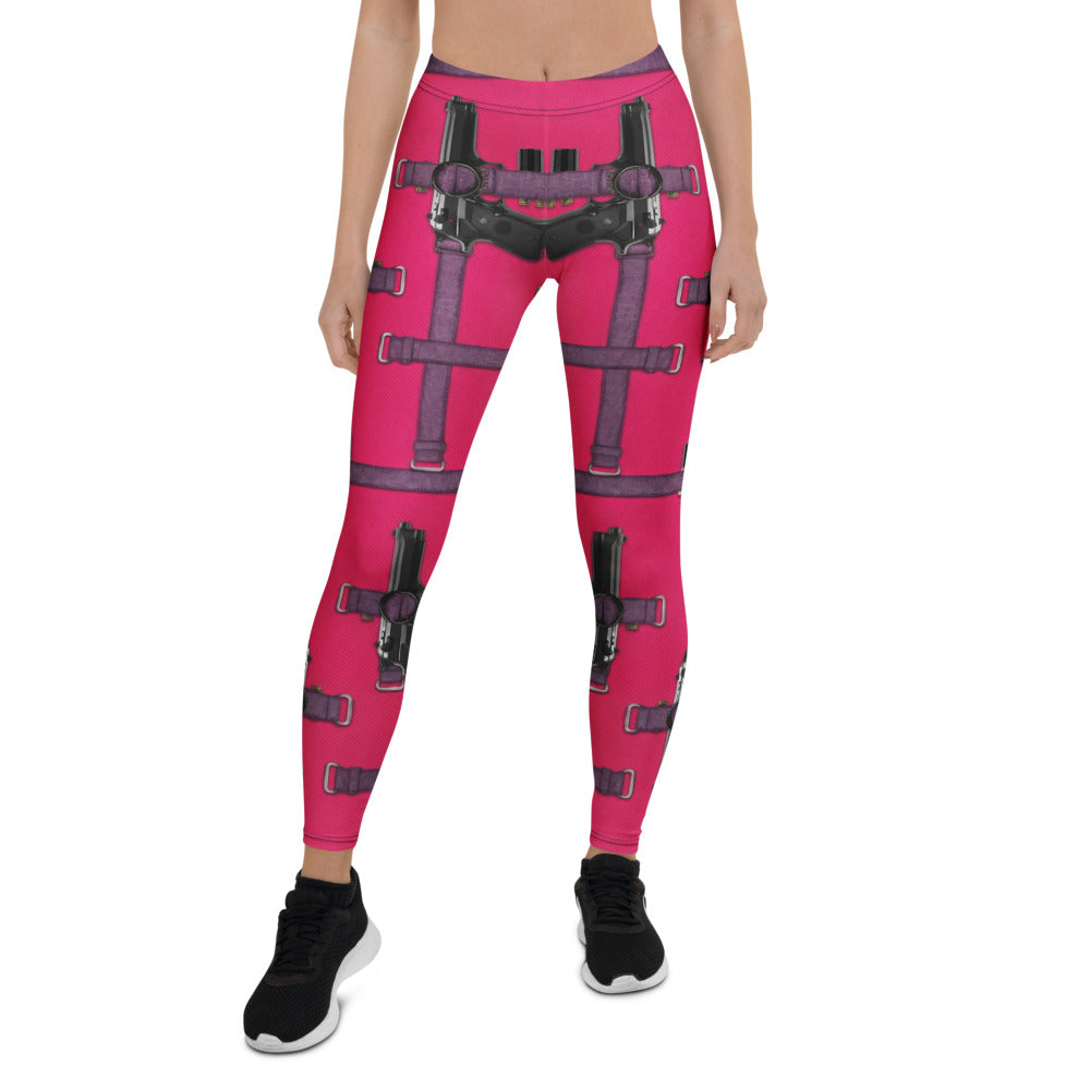 Personalisierte Damen Sportleggings Pink Holster Design Fitness Leggings Taktisches Muster Yoga Hose R800