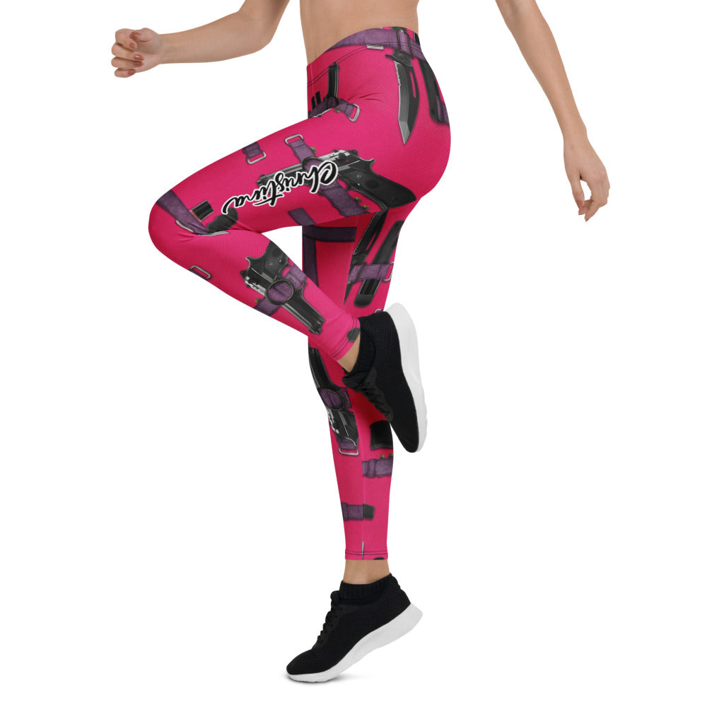 Personalisierte Damen Sportleggings Pink Holster Design Fitness Leggings Taktisches Muster Yoga Hose R800