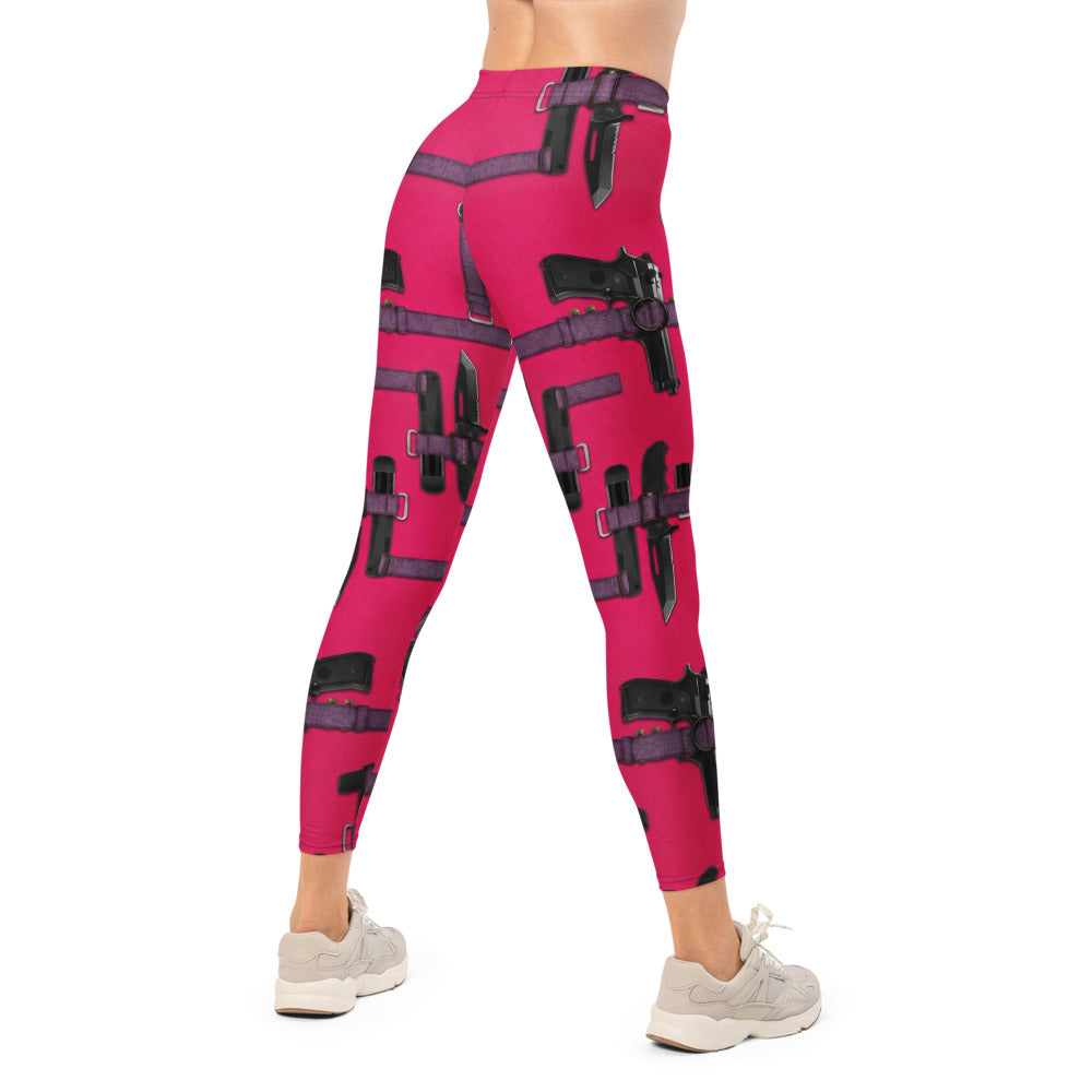 Personalisierte Damen Sportleggings Pink Holster Design Fitness Leggings Taktisches Muster Yoga Hose R800