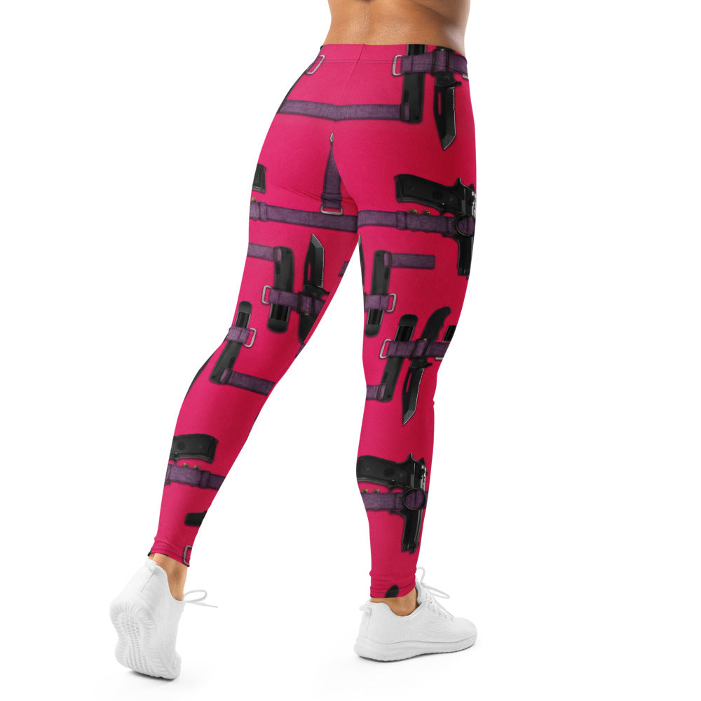 Personalisierte Damen Sportleggings Pink Holster Design Fitness Leggings Taktisches Muster Yoga Hose R800
