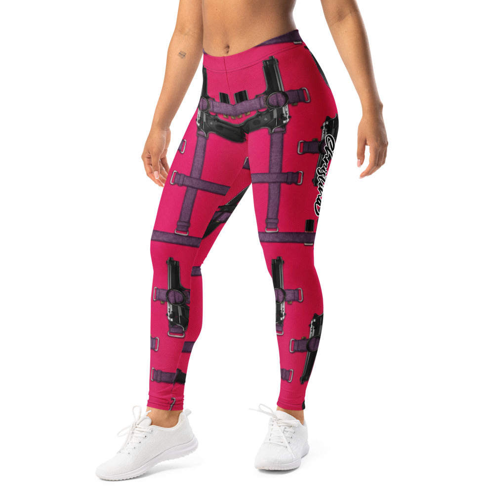 Personalisierte Damen Sportleggings Pink Holster Design Fitness Leggings Taktisches Muster Yoga Hose R800