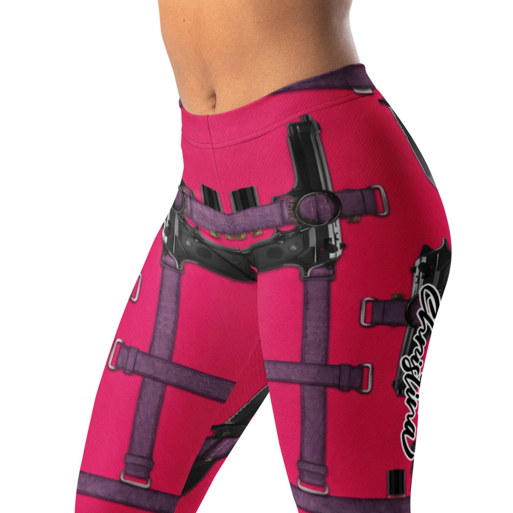 Personalisierte Damen Sportleggings Pink Holster Design Fitness Leggings Taktisches Muster Yoga Hose R800