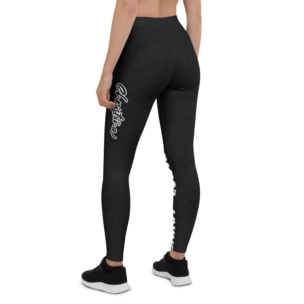 Personalisierte Damen Sportleggings Schwarz Squat Squad Design Fitness Leggings Wabenmuster F624