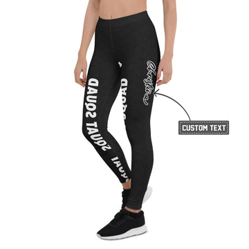 Personalisierte Damen Sportleggings Schwarz Squat Squad Design Fitness Leggings Wabenmuster F624 - XL