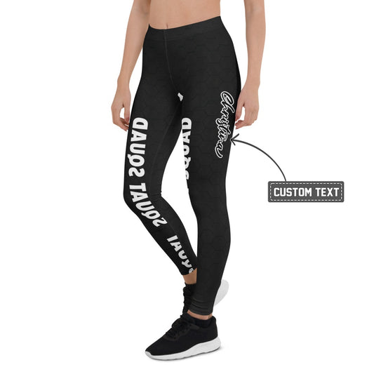 Personalisierte Damen Sportleggings Schwarz Squat Squad Design Fitness Leggings Wabenmuster F624 - XL