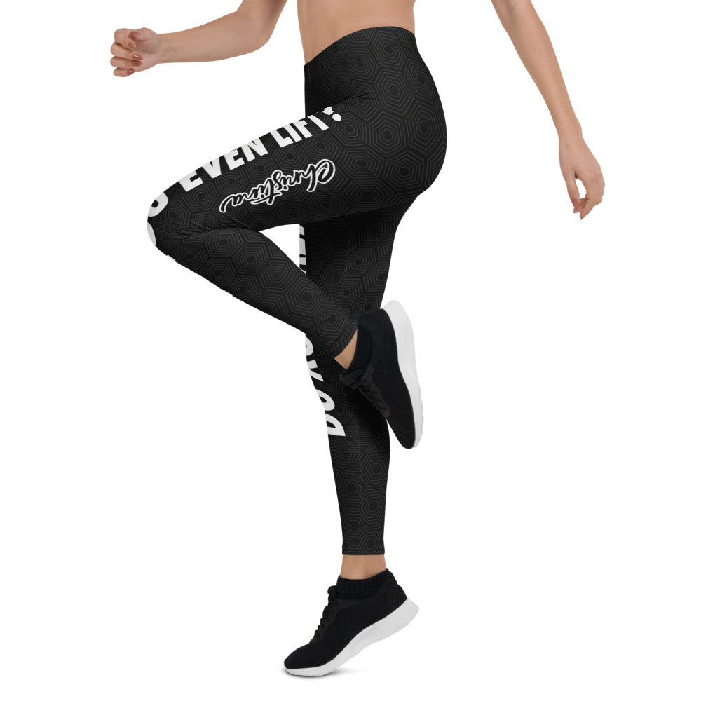 Personalisierte Sportleggings Damen Schwarz mit Do You Even Lift Schriftzug Fitness Leggings Geometrisches Muster D042