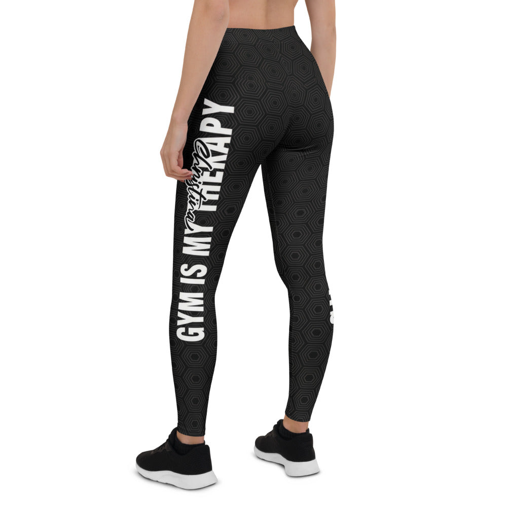 Personalisierte Damen Sportleggings Schwarz Wabenmuster Geometrisch Fitness Leggings Yoga Hose mit Schriftzug F531