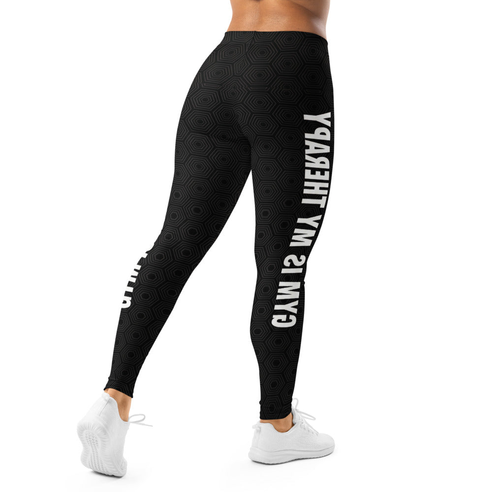 Personalisierte Damen Sportleggings Schwarz Wabenmuster Geometrisch Fitness Leggings Yoga Hose mit Schriftzug F531