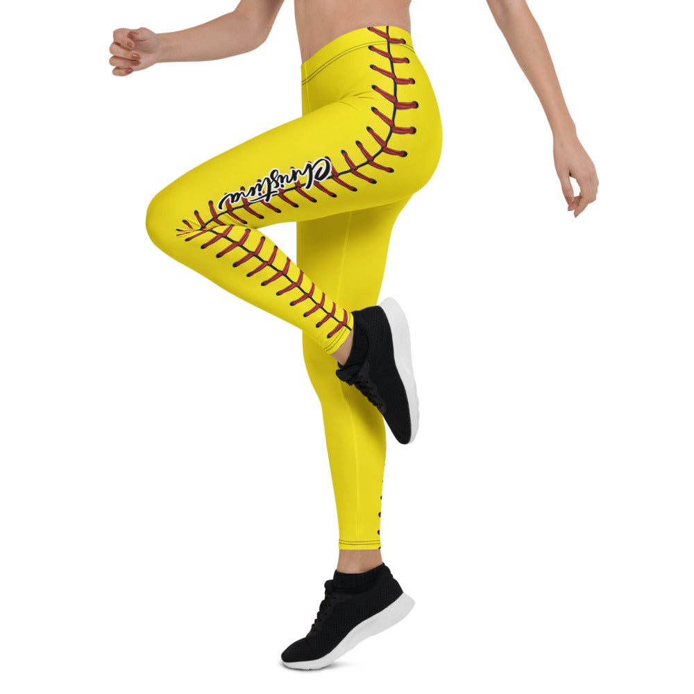 Personalisierte Damen Sportleggings Gelb Softball Baseball Design Fitness Yoga Hose Z431