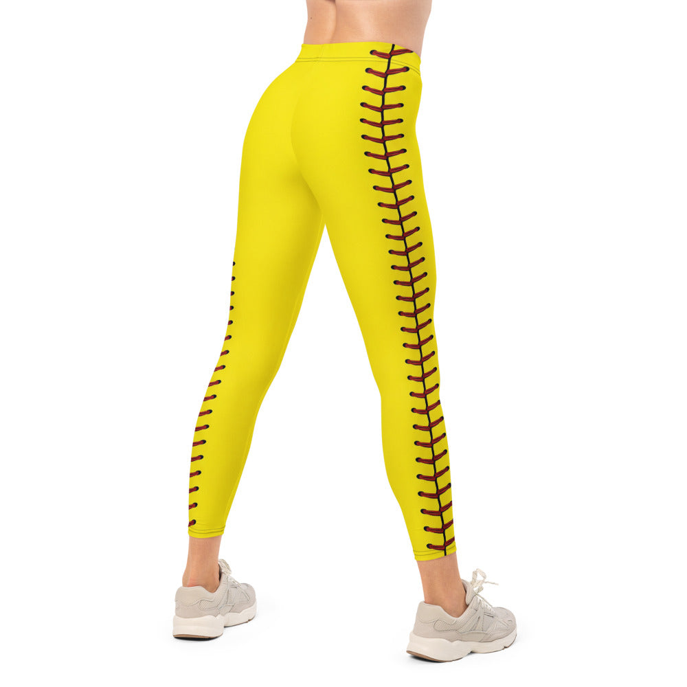 Personalisierte Damen Sportleggings Gelb Softball Baseball Design Fitness Yoga Hose Z431