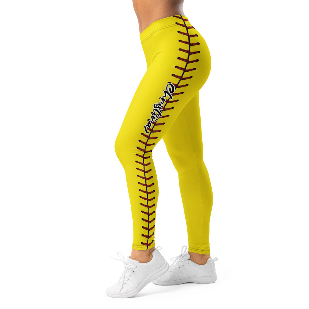 Personalisierte Damen Sportleggings Gelb Softball Baseball Design Fitness Yoga Hose Z431