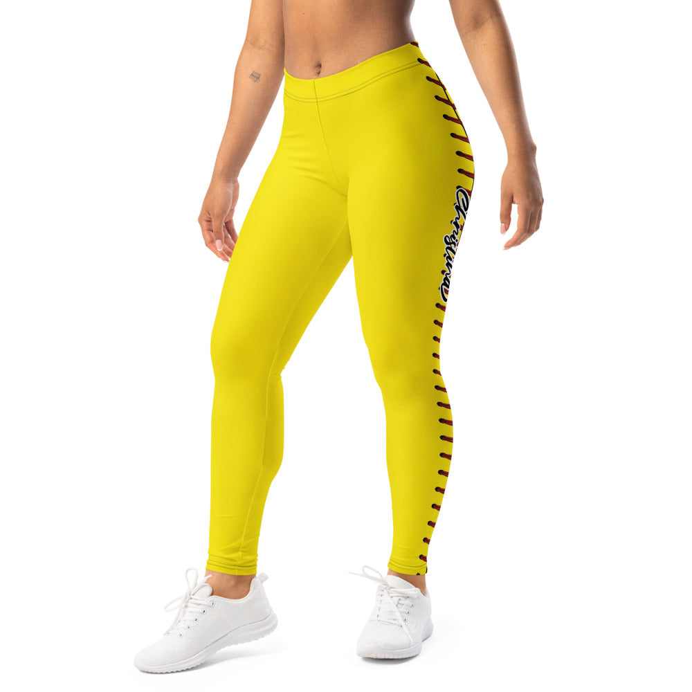 Personalisierte Damen Sportleggings Gelb Softball Baseball Design Fitness Yoga Hose Z431