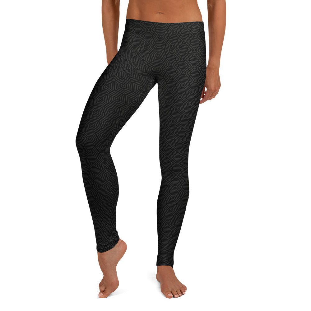 Personalisierte Sportleggings Damen Schwarz Geometrisches Muster Fitness Leggings Yoga Hose W900