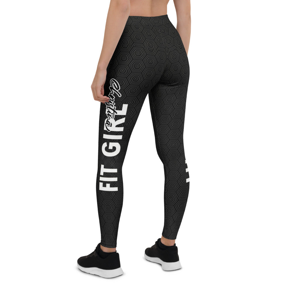 Personalisierte Sportleggings Damen Schwarz Geometrisches Muster Fitness Leggings Yoga Hose W900