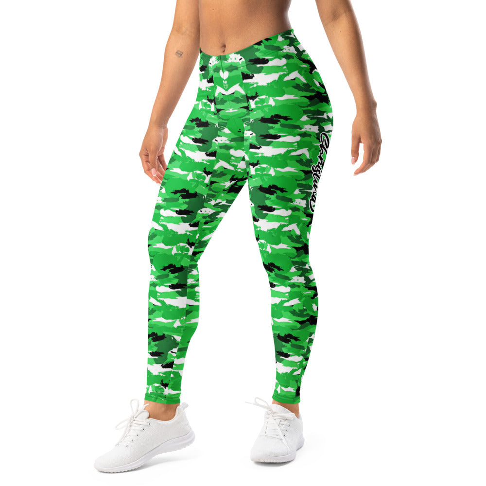 Personalisierte Damen Sportleggings Camouflage Tarnmuster Grün Weiß Schwarz Fitness Yoga Leggings E756