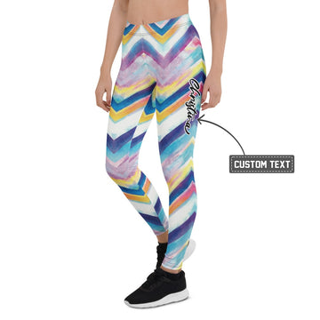 Personalisierte Damen Sportleggings Zickzack-Muster Bunt Fitness Yoga Leggings Mehrfarbig C467 - XL