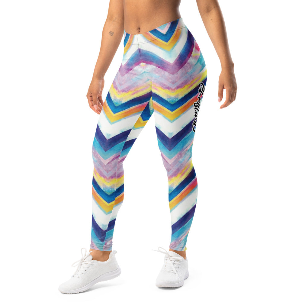 Personalisierte Damen Sportleggings Zickzack-Muster Bunt Fitness Yoga Leggings Mehrfarbig C467