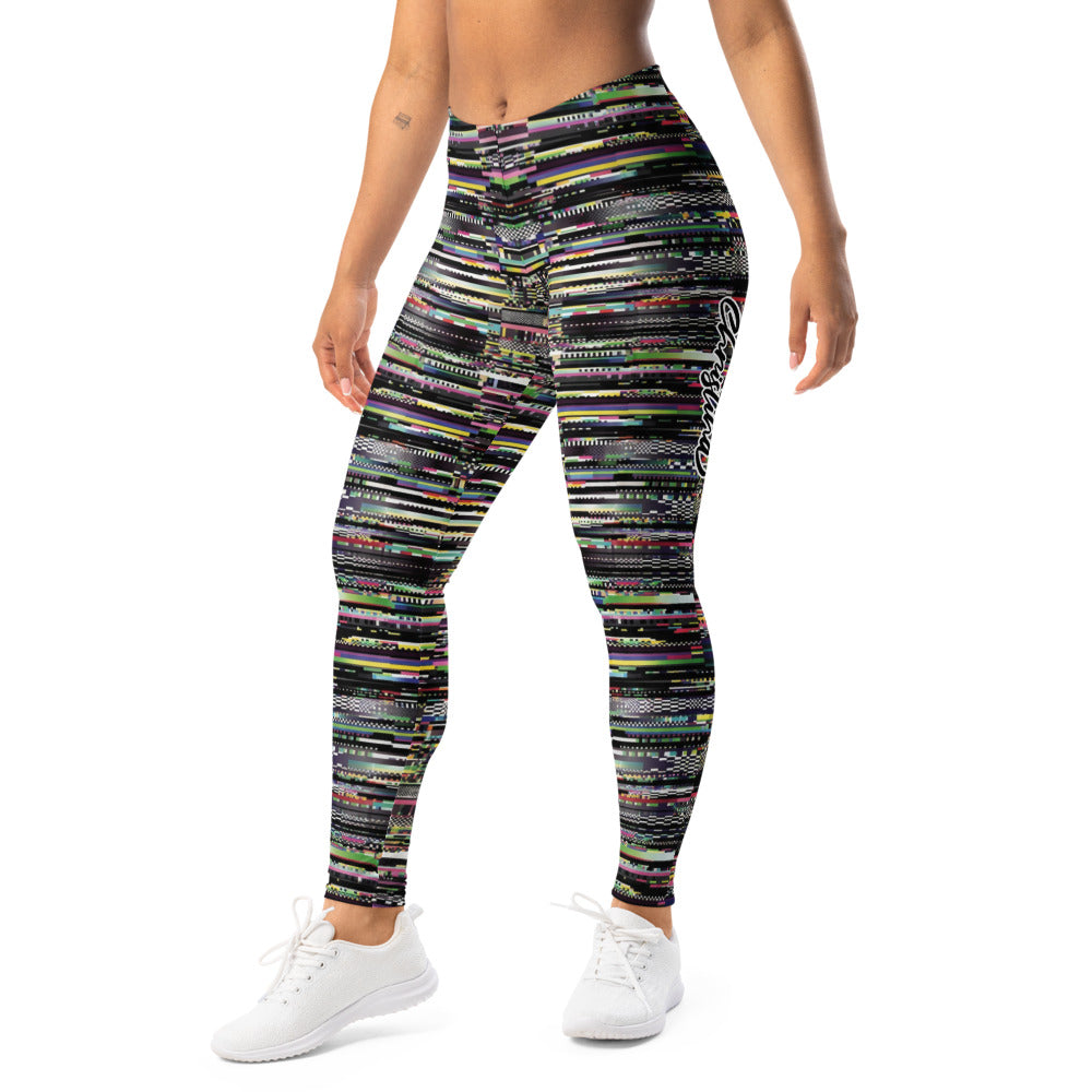Personalisierte Damen Sportleggings Glitch Design Bunt Abstrakt Pixel Muster Fitness Leggings J963