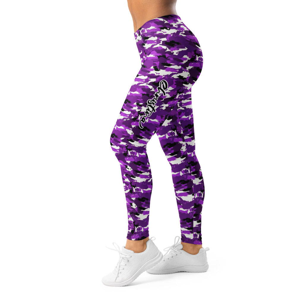 Personalisierte Damen Sportleggings Camouflage Lila Schwarz Weiß Fitness Leggings Yoga Hose W119