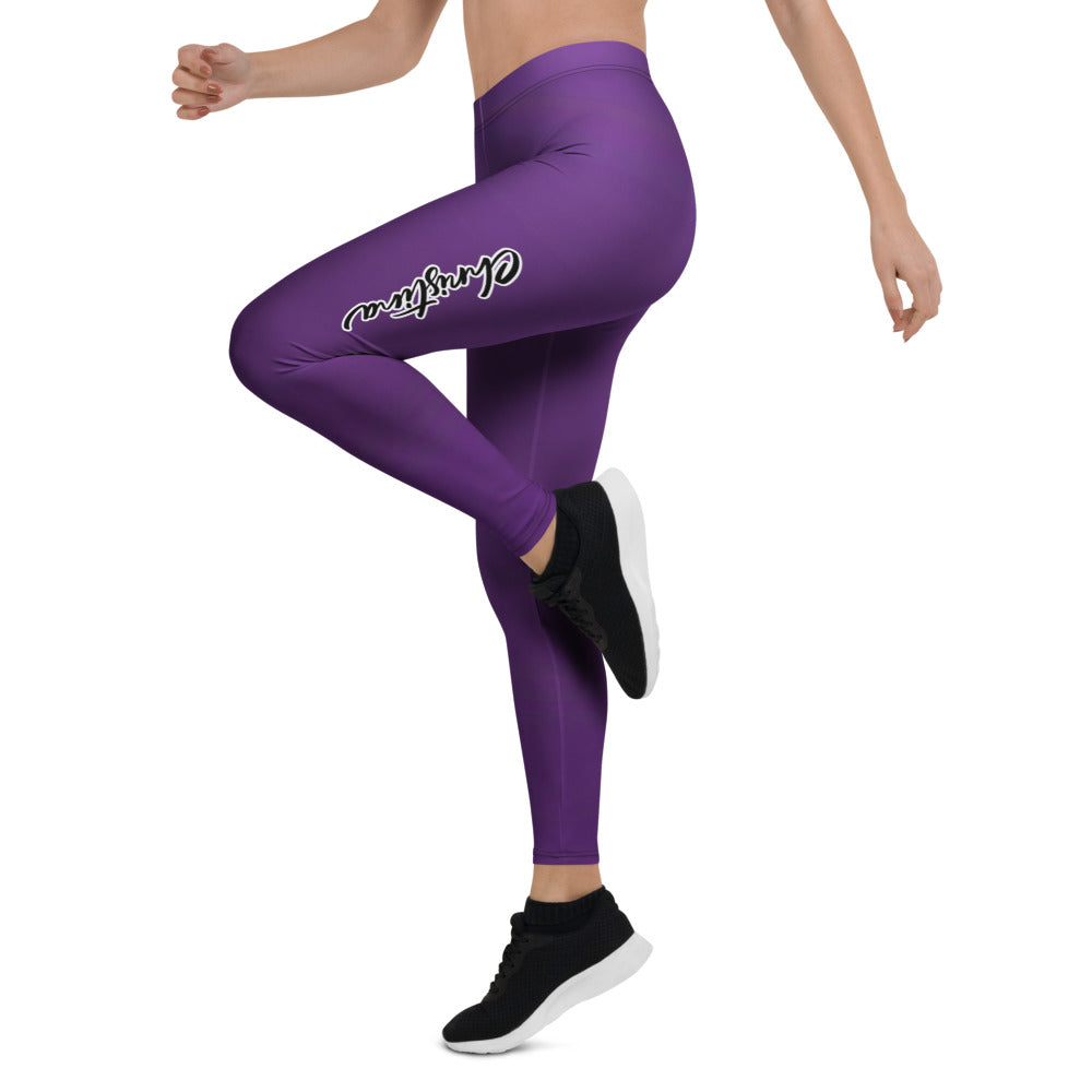 Personalisierte Damen Sportleggings Lila mit weißem Schriftzug Fitness Yoga Leggings Violett X996