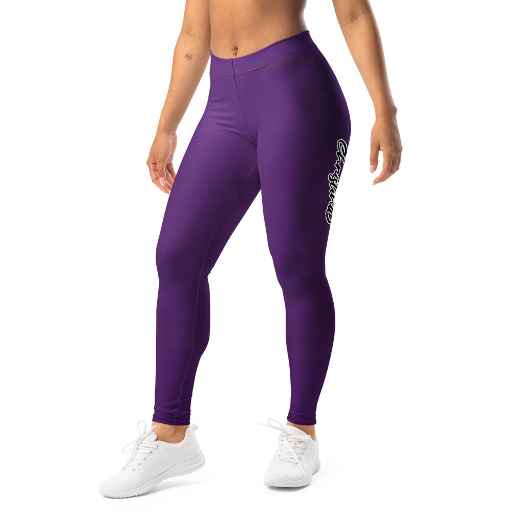 Personalisierte Damen Sportleggings Lila mit weißem Schriftzug Fitness Yoga Leggings Violett X996