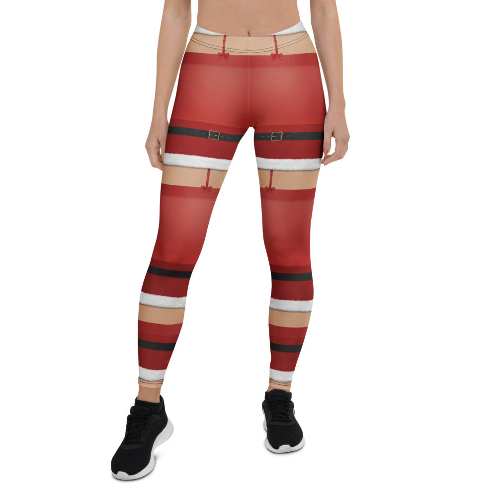Personalisierte Damen Leggings Weihnachten Nikolaus Design Rot Weiß Sportleggings Fitnesshose M452