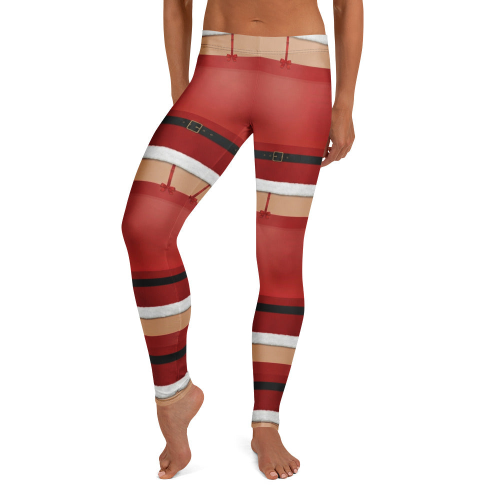 Personalisierte Damen Leggings Weihnachten Nikolaus Design Rot Weiß Sportleggings Fitnesshose M452