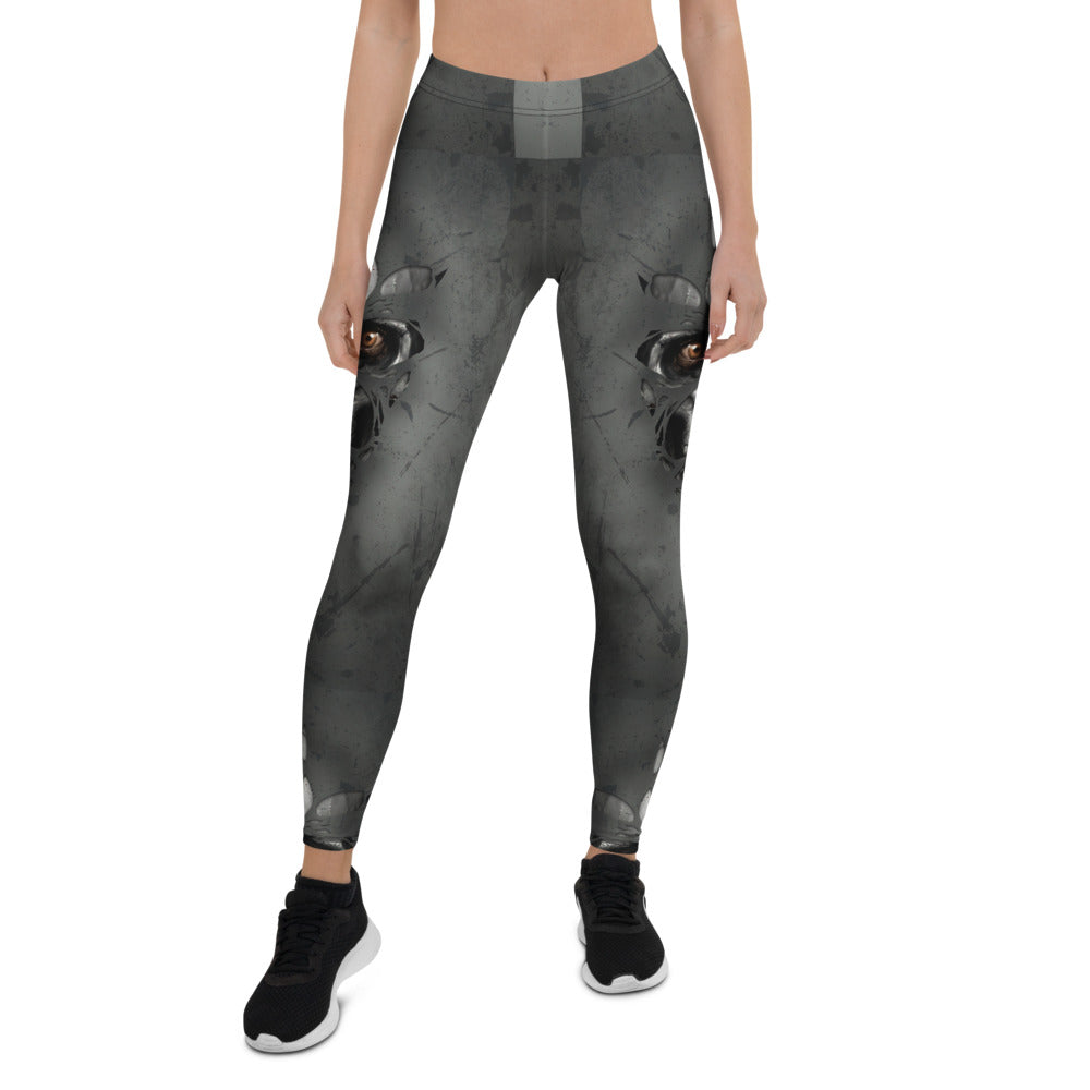 Personalisierte Sportleggings Damen Horror Design Dunkelgrau Fitness Leggings mit Auge Grafik Print G302
