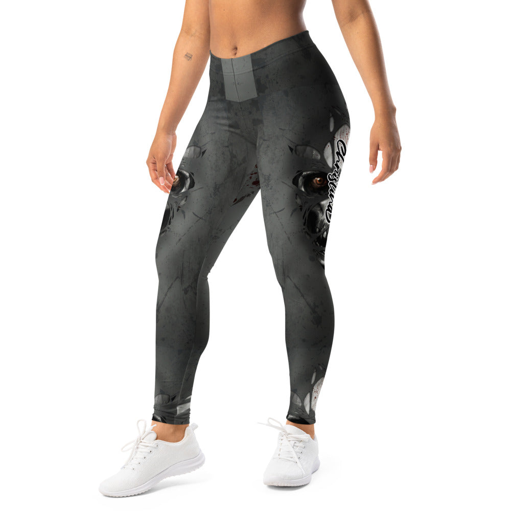 Personalisierte Sportleggings Damen Horror Design Dunkelgrau Fitness Leggings mit Auge Grafik Print G302