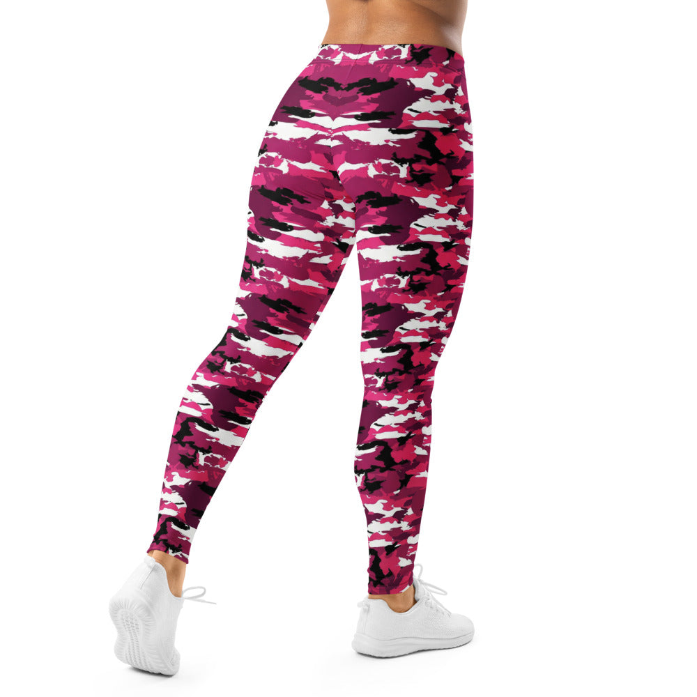 Personalisierte Damen Sportleggings Camouflage Muster Pink Weiß Schwarz Fitness Yoga Leggings B033