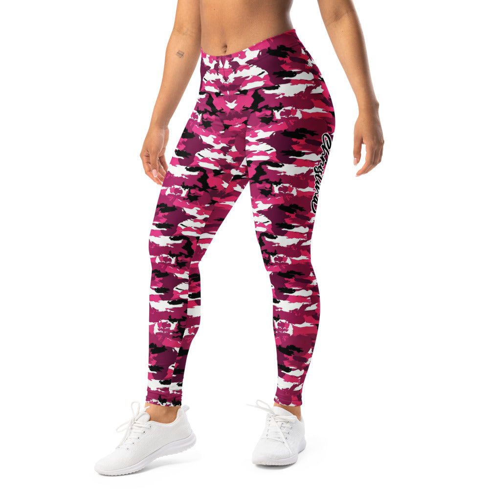 Personalisierte Damen Sportleggings Camouflage Muster Pink Weiß Schwarz Fitness Yoga Leggings B033