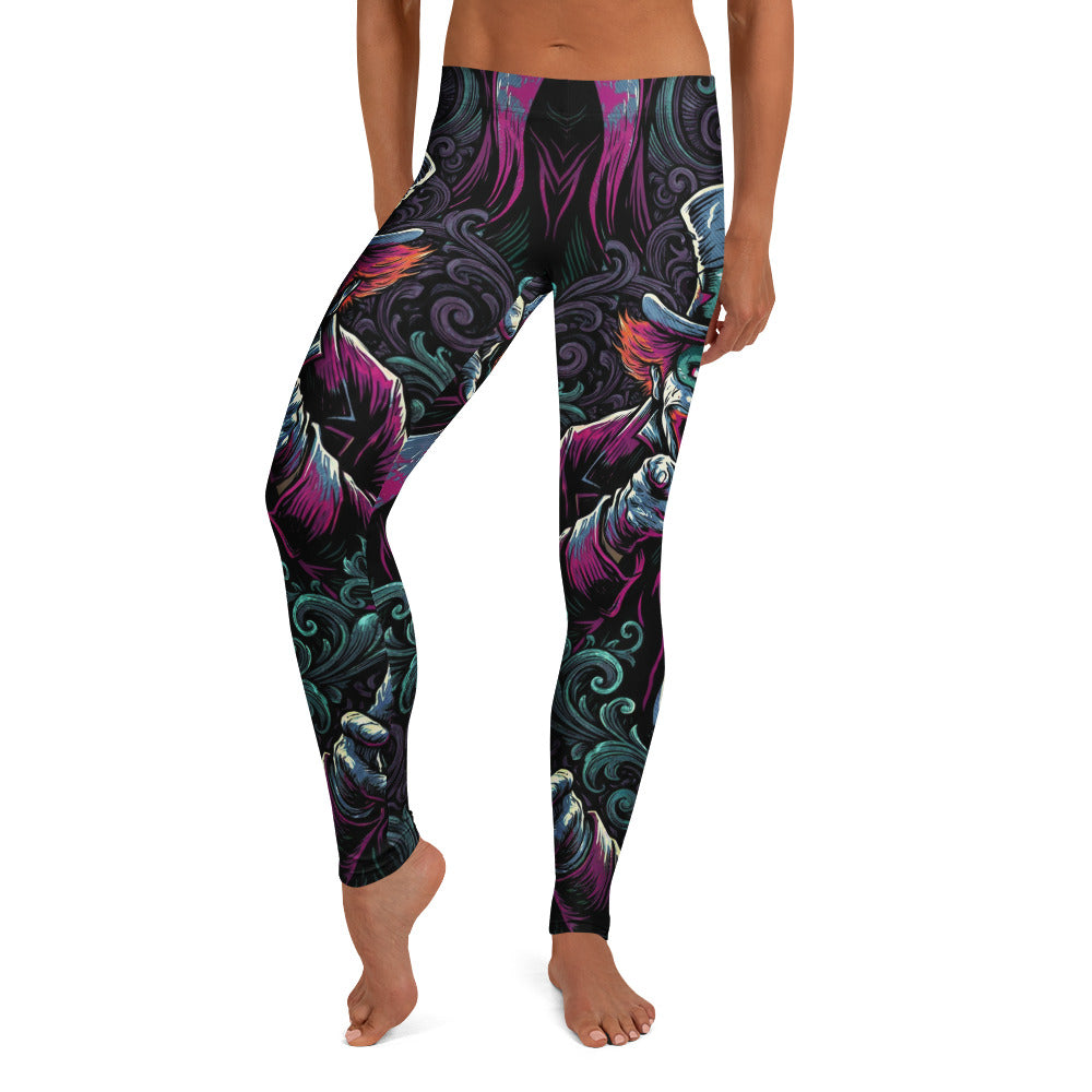 Personalisierte Damen Sportleggings Fantasy Comic Design Schwarz Lila Fitness Leggings Yoga Hose Motiv Print L097
