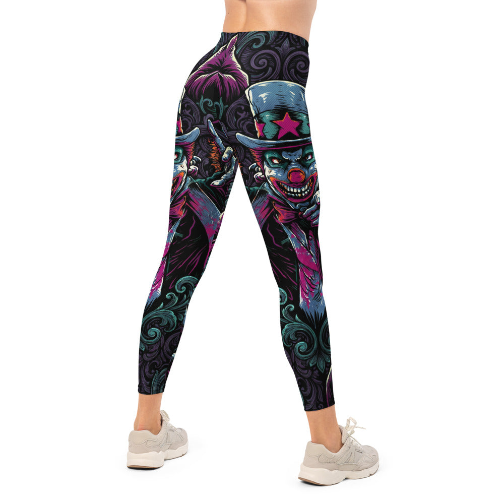 Personalisierte Damen Sportleggings Fantasy Comic Design Schwarz Lila Fitness Leggings Yoga Hose Motiv Print L097