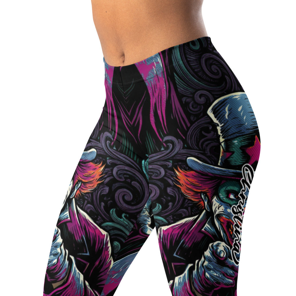 Personalisierte Damen Sportleggings Fantasy Comic Design Schwarz Lila Fitness Leggings Yoga Hose Motiv Print L097