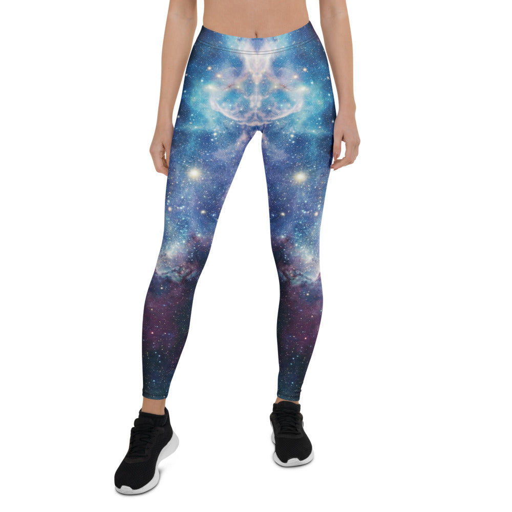 Personalisierte Damen Sportleggings Galaxy Design Blau Lila Weltraum Muster Fitness Leggings S467