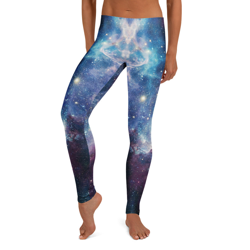 Personalisierte Damen Sportleggings Galaxy Design Blau Lila Weltraum Muster Fitness Leggings S467