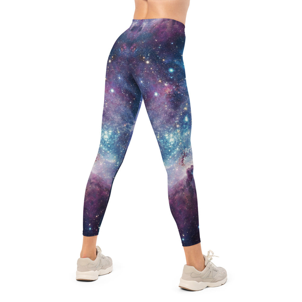 Personalisierte Damen Sportleggings Galaxy Design Blau Lila Weltraum Muster Fitness Leggings S467