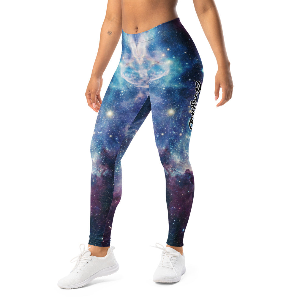 Personalisierte Damen Sportleggings Galaxy Design Blau Lila Weltraum Muster Fitness Leggings S467