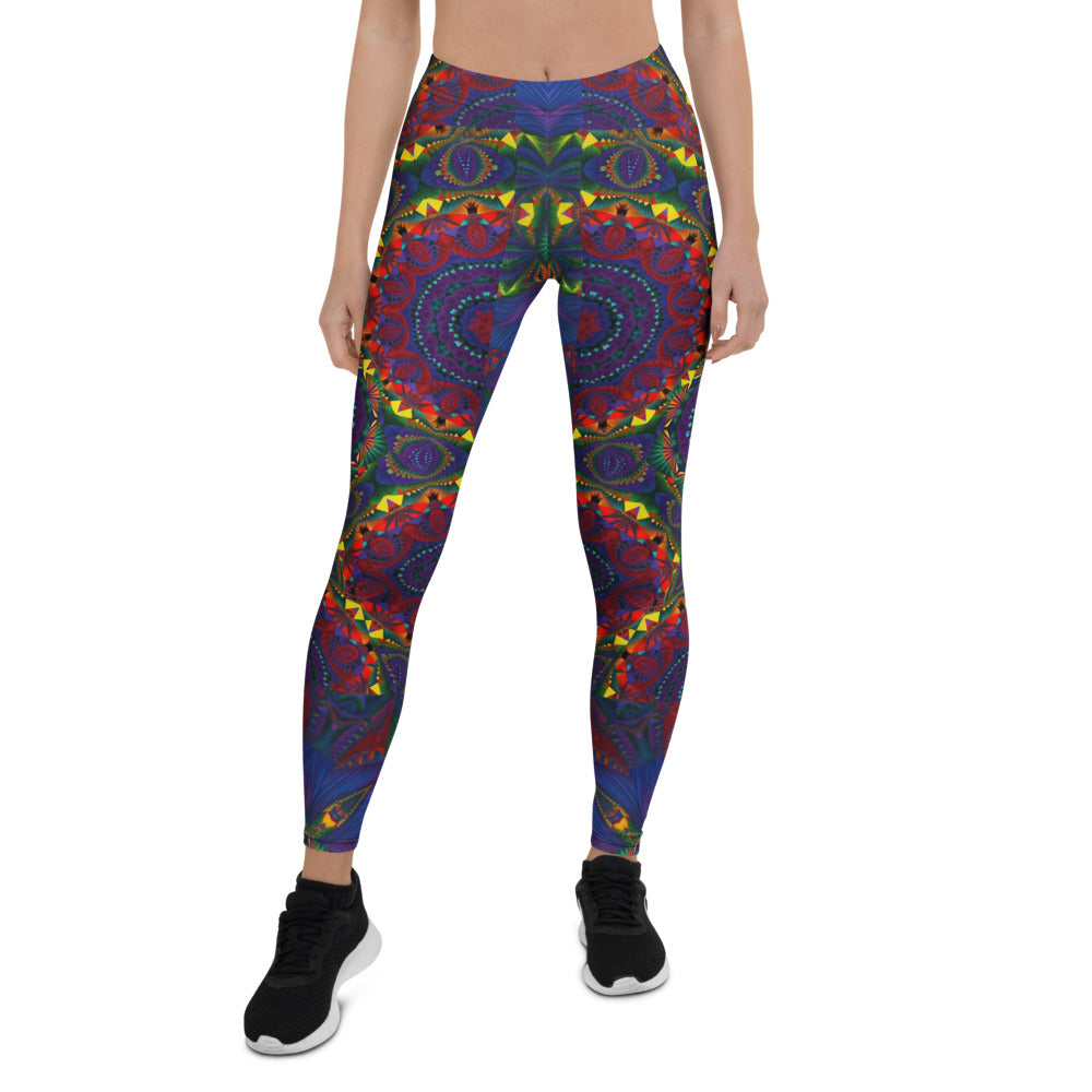 Personalisierte Damen Sportleggings Mandala Muster Bunt Psychedelisch Yoga Leggings Fitnesshose C138