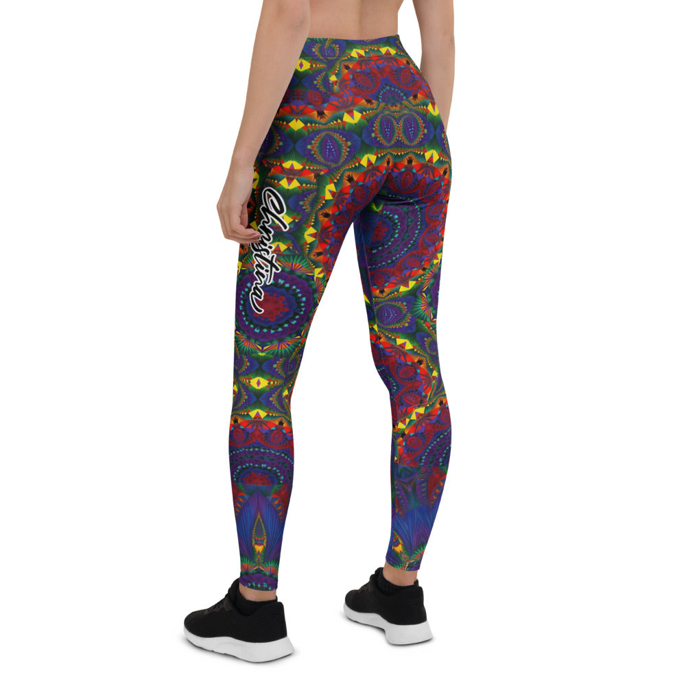 Personalisierte Damen Sportleggings Mandala Muster Bunt Psychedelisch Yoga Leggings Fitnesshose C138