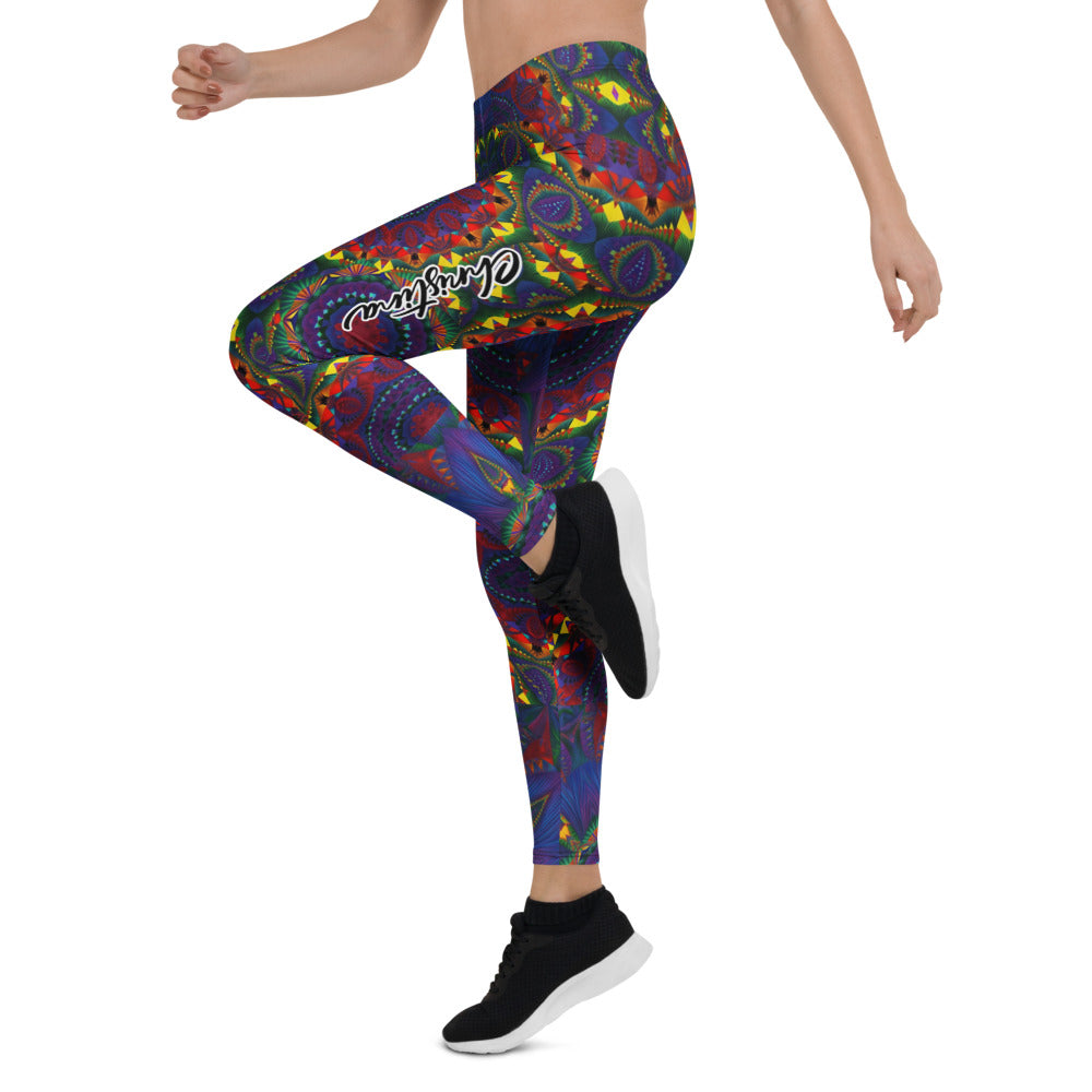 Personalisierte Damen Sportleggings Mandala Muster Bunt Psychedelisch Yoga Leggings Fitnesshose C138