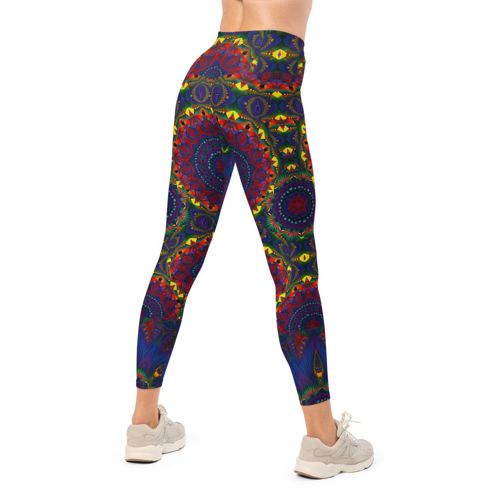 Personalisierte Damen Sportleggings Mandala Muster Bunt Psychedelisch Yoga Leggings Fitnesshose C138