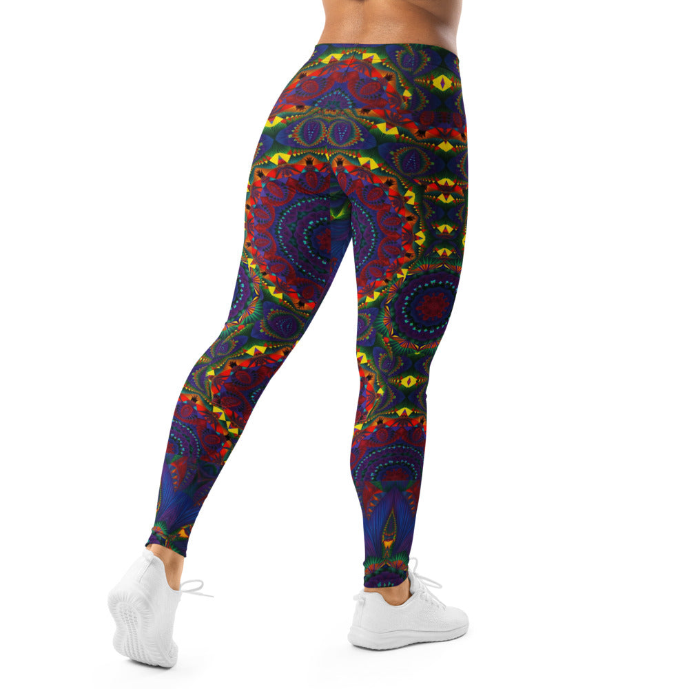 Personalisierte Damen Sportleggings Mandala Muster Bunt Psychedelisch Yoga Leggings Fitnesshose C138