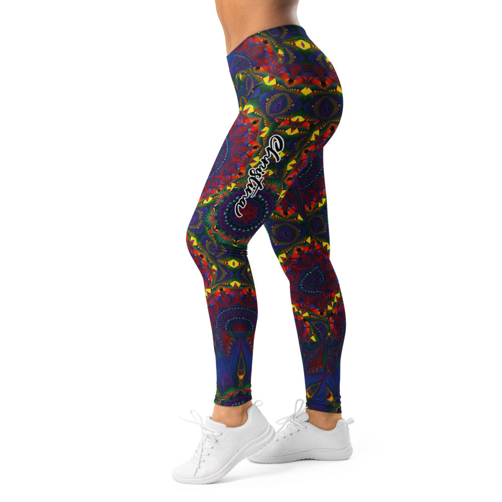 Personalisierte Damen Sportleggings Mandala Muster Bunt Psychedelisch Yoga Leggings Fitnesshose C138