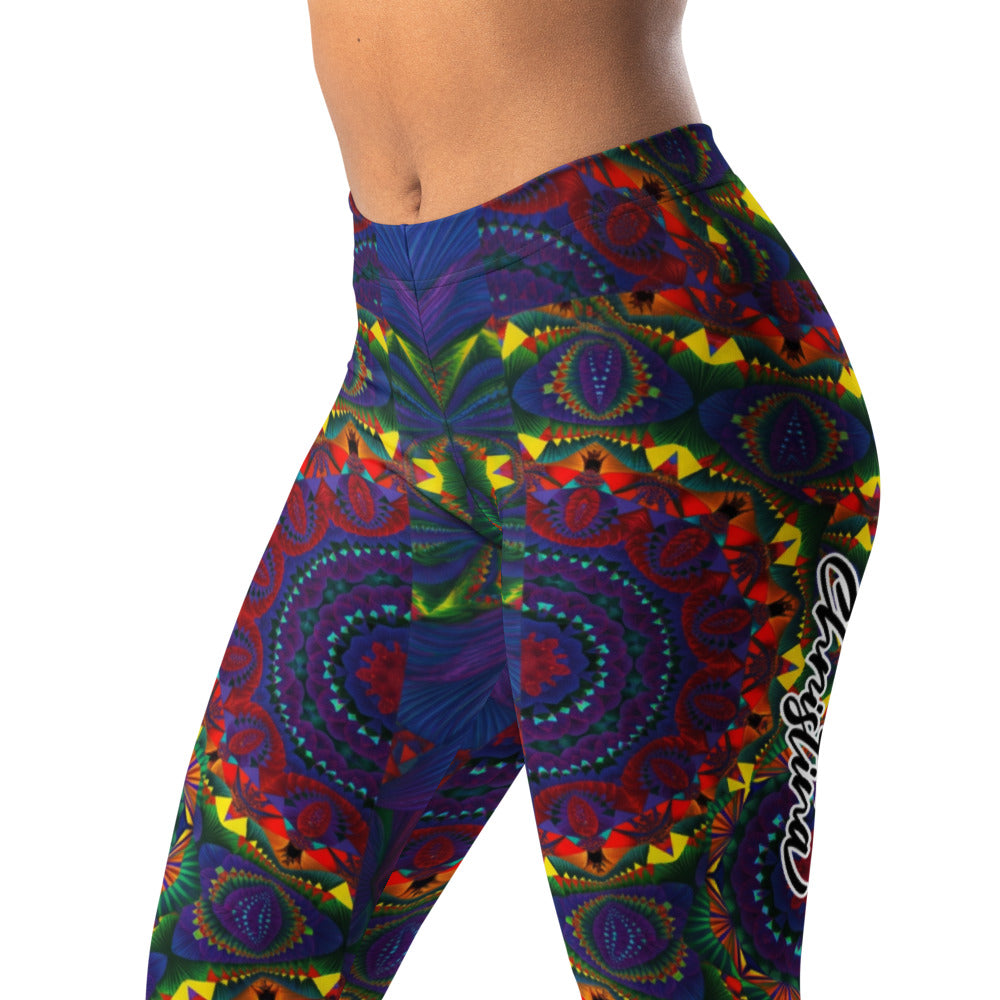 Personalisierte Damen Sportleggings Mandala Muster Bunt Psychedelisch Yoga Leggings Fitnesshose C138