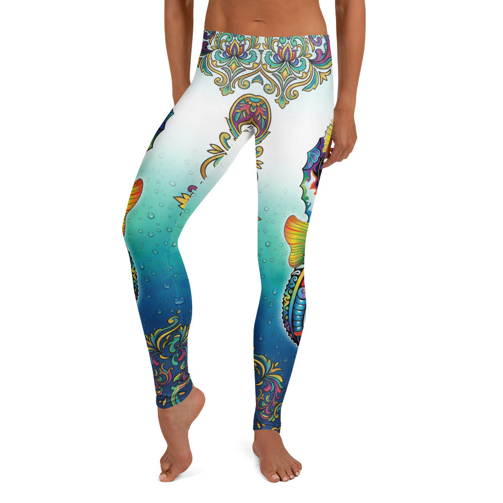 Personalisierte Damen Sportleggings Mandala Ornament Muster Türkis Blau Fitness Yoga Hose M254