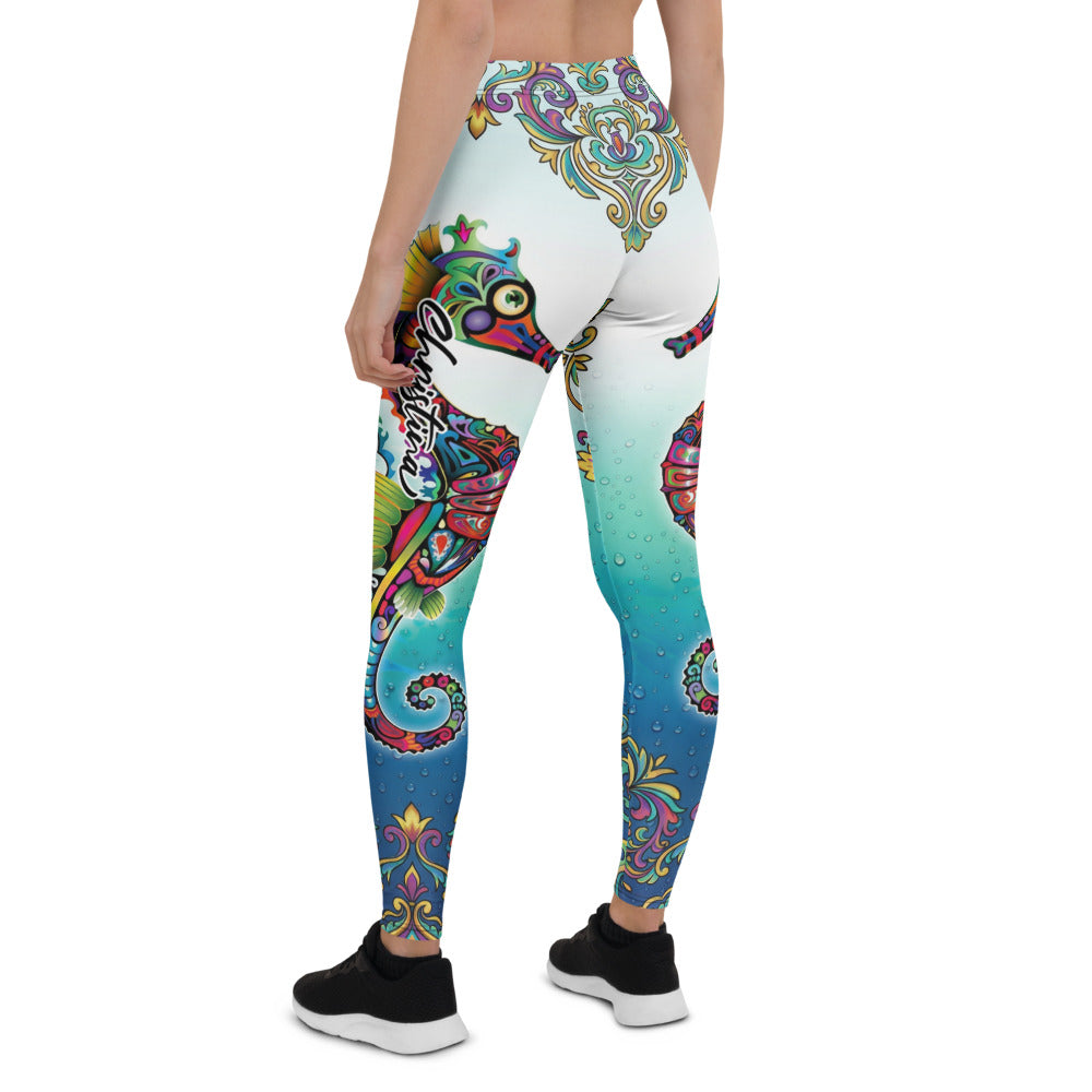 Personalisierte Damen Sportleggings Mandala Ornament Muster Türkis Blau Fitness Yoga Hose M254