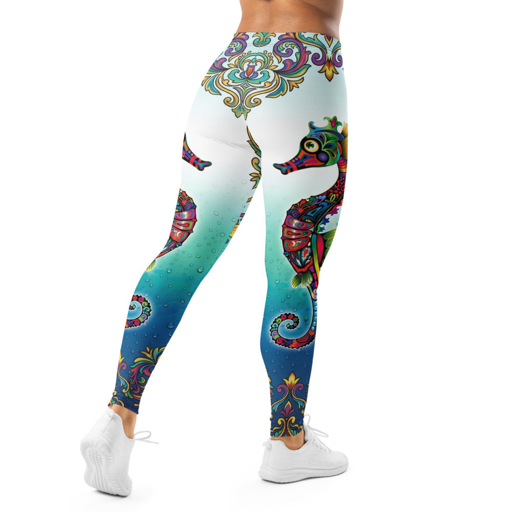 Personalisierte Damen Sportleggings Mandala Ornament Muster Türkis Blau Fitness Yoga Hose M254