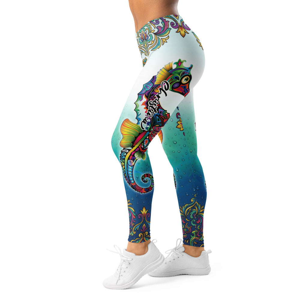Personalisierte Damen Sportleggings Mandala Ornament Muster Türkis Blau Fitness Yoga Hose M254